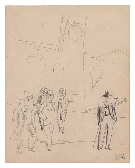 , En ville ,
a drawing by Jules PASCIN